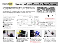 How To: Wire a Dimmable Transformer