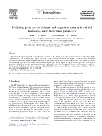 Predicting Plant Species Richness and Vegetation Patterns in Cultural Landscapes Using Disturbance Parameters