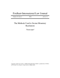 The Methods Used to Secure Monetary Restitution