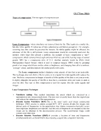 CS 1St Year: M&A Types of Compression: the Two Types of Compression Are: Lossy Compression