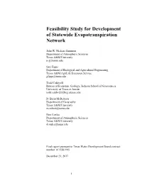 Feasibility Study for Development of Statewide Evapotranspiration Network