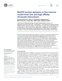 Mecp2 Nuclear Dynamics in Live Neurons Results from Low and High