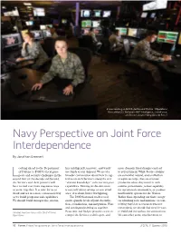 Navy Perspective on Joint Force Interdependence