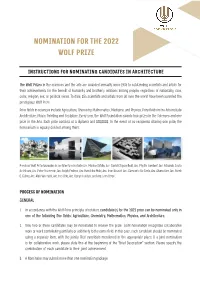 Nomination for the 2022 Wolf Prize