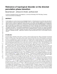Relevance of Topological Disorder on the Directed Percolation Phase Transition