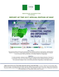 Report of the 2017 Special Edition of Nigf