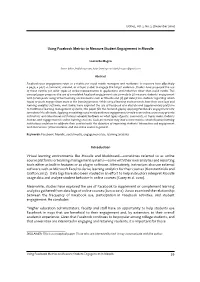Using Facebook Metrics to Measure Student Engagement in Moodle