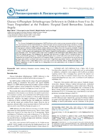 Glucose-6-Phosphate Dehydrogenase Deficiency In