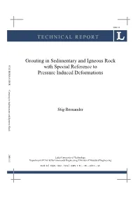 TECHNICAL REPORT Grouting in Sedimentary and Igneous Rock
