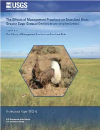 The Effects of Management Practices on Grassland Birds—Greater Sage-Grouse (Centrocercus Urophasianus)