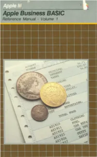 Apple III Business BASIC Reference Manual Volum