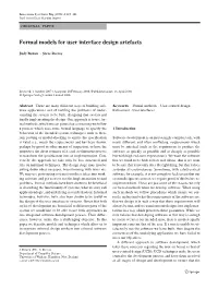 Formal Models for User Interface Design Artefacts