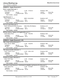 Library Weeding Log Wiley Elementary School From: 1/7/2019 To: 4/29/2019