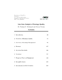 Line-Item Analysis of Earnings Quality Contents