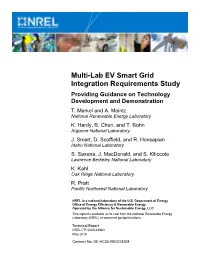 Multi-Lab EV Smart Grid Integration Requirements Study Providing Guidance on Technology Development and Demonstration T
