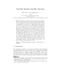 One-Time Trapdoor One-Way Functions