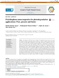 Polythiophene Nanocomposites for Photodegradation Applications: Past, Present and Future