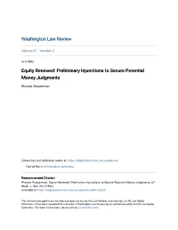 Preliminary Injunctions to Secure Potential Money Judgments