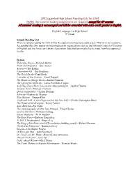 Summer Reading Is Encouraged and Will Be Rewarded with Extra Credit Grades in English