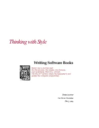 Thinking with Style Writing Software Books