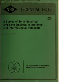 A Survey of Some Empirical and Semiempirical Interatomic And