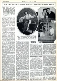 An Operatic Child .'Whose Dreams ·Came True