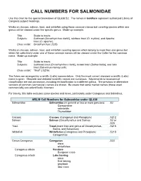 Call Numbers for Salmonidae