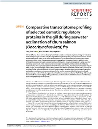 Comparative Transcriptome Profiling of Selected Osmotic Regulatory Proteins in the Gill During Seawater Acclimation of Chum Salm