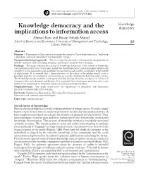 Knowledge Democracy and the Implications to Information Access