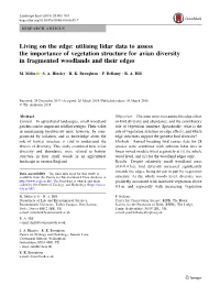 Living on the Edge: Utilising Lidar Data to Assess the Importance of Vegetation Structure for Avian Diversity in Fragmented Woodlands and Their Edges