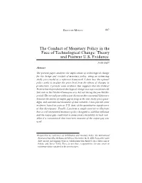 The Conduct of Monetary Policy in the Face of Technological Change: Theory and Postwar U.S