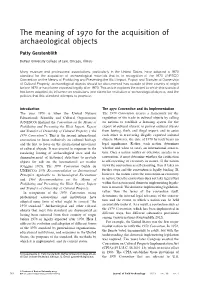 The Meaning of 1970 for the Acquisition of Archaeological Objects