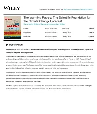 The Scientific Foundation for the Climate Change Forecast David Archer (Editor), Raymond Pierrehumbert (Editor)