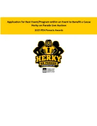 Application for Best Event/Program Within an Event to Benefit a Cause Herky on Parade Live Auction