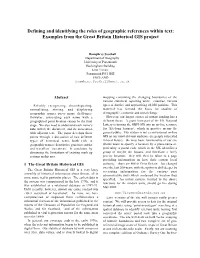 Defining and Identifying the Roles of Geographic References Within Text: Examples from the Great Britain Historical GIS Project