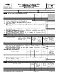 Form 6781 Contracts and Straddles ▶ Go to for the Latest Information
