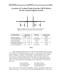 Location of Cardinal Points from the ABCD Matrix for the General Optical System