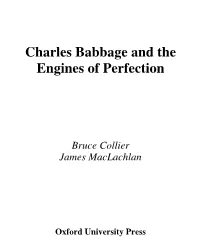Charles Babbage and the Engines of Perfection