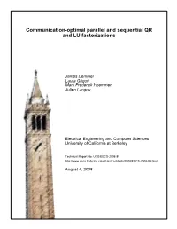 Communication-Optimal Parallel and Sequential QR and LU Factorizations