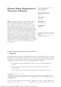 Molecular Robots Obeying Asimovʼs Three Laws of Robotics