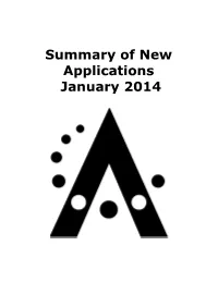 Summary of New Applications January 2014 Summary of New Applications January 2014