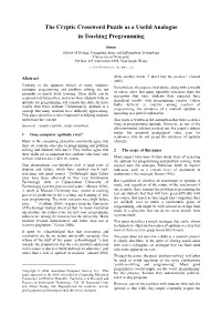 The Cryptic Crossword Puzzle As a Useful Analogue in Teaching Programming