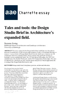 The Design Studio Brief in Architecture's