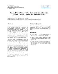An Analytical Model for the Dust Environment Around Saturn's
