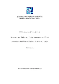 An SVAR Analysis of Stabilization Policies in Monetary Union