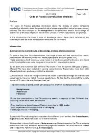 Code of Practice Pyrrolizidine Alkaloids