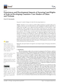 Experiences and Development Impacts of Securing Land Rights at Scale in Developing Countries: Case Studies of China and Vietnam