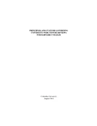 Principles and Customs Governing University-Wide Tenure Reviews for Barnard College