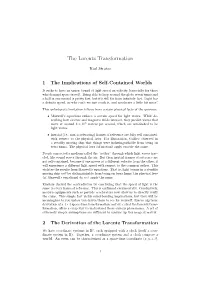 The Lorentz Transformation