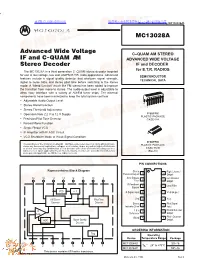 MC13028A Advanced Wide Voltage IF and C-QUAM® AM Stereo Decoder